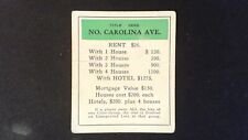1940 Monopoly North Carolina Avenue Replacement Property Card Original Vintage picture