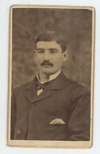 Antique CDV Circa 1870s Very Handsome Dashing Man With Mustache Wearing Suit picture