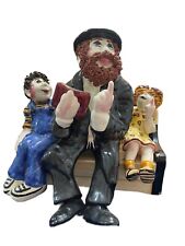 jewish art Ceramic Father With Kids Signed By Branah Layah 1995 picture