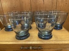 Set Of 10 Vintage Anchor Hocking Blue Whiskey Rocks DOF Cocktail Glasses MCM picture