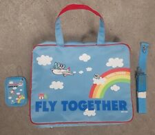 Japan Airlines JAL Angel Blue Tours Travel Bag Kids Rainbow 2004 Fly Together VG picture