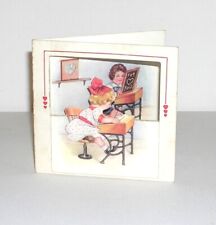 Vintage 1925 Valentine Card Boy and Girl at School Desks, Used, As Is, 3.25