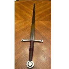 Custom Handmade Cross Sword Leather Handle D2 Tool Steel Viking Sword Hunter picture