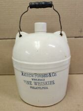 VINTAGE Andrew Forbes & Company Phila. Gallon Whiskey Jug Crock W/ HANDLE picture