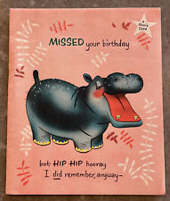 Buzza Cardozo Happy Heart Movie Vintage Card Hippo Birthday Moveable picture