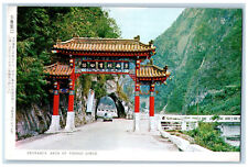 c1960's Entrance Arch of Tarogo Gorge Chinese Character Taiwan Antique Postcard picture