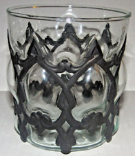Vtg Brutalist Hand Blown Bubble Candle Votive with Ornate Iron, Candle Holder picture