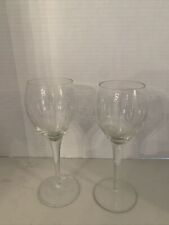 Vintage ETCHED CRYSTAL WINE GLASSES Floral REPLACEMENT CRYSTAL GLASS Set Of 2 picture