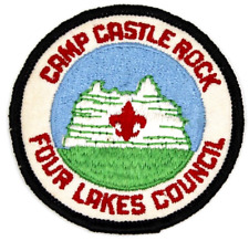 Vintage Black Border Camp Castle Rock Four Lakes Council Patch Wisconsin WI BSA picture