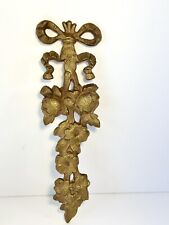 Vintage MCM Granny Traditional Solid Cast Brass Floral Bow Wall Hanging India picture
