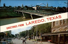 Laredo Texas Greetings from ~ International Bridge ~ Matamoros Street ~ postcard picture