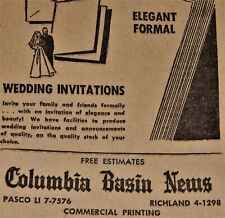 Vintage Advertisement, PASCO,WA,1958, Columbia Basin News, 