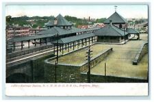 1908 Railroad Station N.Y.N.H. & H.R.R Co. Brockton Massachusetts MA Postcard picture