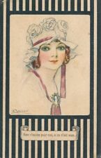 Mauzan Signed Young Woman Wearing Fancy Hat picture