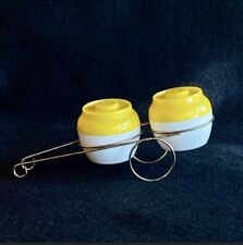 MCM Admiration Yellow & White Bean Pot Salt & Pepper Shakers In Caddy picture