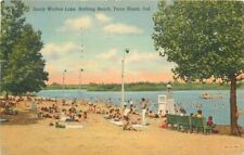 Bathing Beach Terre Haute Indiana 1942 Postcard linen Wabash Teich 10145 picture
