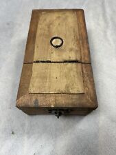 Vintage Antique Wooden Fold Up Vanity Shaving Box With Mirror & Razor & Brush  picture