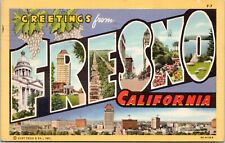 Large Letter Greetings from Fresno, California - 1948 Posted Linen Postcard picture
