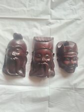 vintage Asian miniature hand carved wood masks picture