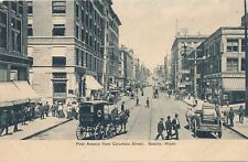 SEATTLE WA - First Avenue From Columbia Street Showing Horse Drawn Carriages-udb picture
