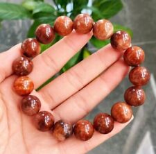 13.5mm Natural Rare Red Rabbit hair Crystal Round Beads Bracelet B227 picture