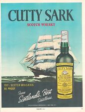 1957 CUTTY SARK Whiskey PRINT AD sailboat ocean picture