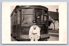K2/ Elkhart Indiana RPPC Postcard c1910 Trolley Interurban Conductor  424 picture