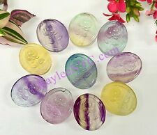 Wholesale Lot 10 Pcs 1” Natural Candy Fluorite Rose Carving Healing Energy picture