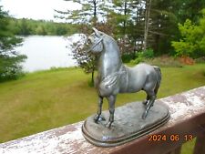 Antique Spelter/Bronze? Metal Stallion Horse Statue-signed N Moore -New York picture