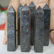 9.7LB 6Pcs Arfvedsonite Garnet Blue Flashes Crystal Point Tower Polished Healing picture