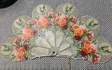 Antique 1911 Calendar Fan with Beautiful Carnations - Embossed - 7