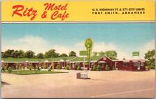 FORT SMITH, Arkansas Postcard RITZ MOTEL & CAFE Highway 71 Roadside Linen Unused picture
