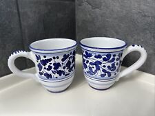 Starbucks Barista 2003 Hand Painted Italy Terracotta Coffee Mugs Cups Set Of 2 picture