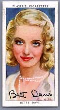 1938 Player's Cigarettes Film Stars Bette Davis #10 U.K. Tobacco Trading Card picture