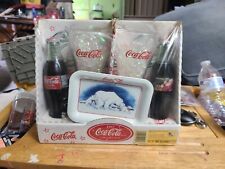 1997 Coca-Cola Collectible Gift Set K-MART 2 Bottles, Glasses & Polar Bear Tray picture