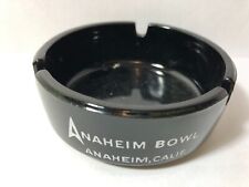 Vintage Advertising Ashtray ANAHEIM BOWL Anaheim Calif Black Glass picture
