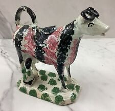 RARE Antique 19thC Staffordshire  Pearlware Pottery Cow Creamer 6.5” picture
