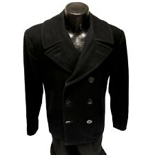 Vtg 90's Sterlingwear DSCP Black Wool PEA Coat Overcoat Military USN Navy Jacket picture