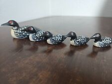 LOON Figurines Set of 5 Wooden Hand Carved Hand Painted Loons picture