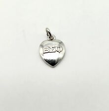 Antique VTG 1964 Beta Sigma Phi Sorority Sterling Silver Heart Charm Pendant picture