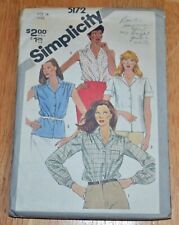 Vintage 1981 Simplicity Misses' Shirts Blouses Sewing Pattern #5172 Size 14  picture
