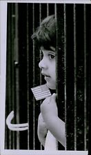 LG848 1984 Original Photo NEW CITIZEN Young Hispanic Girl Waves American Flag picture