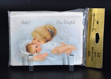 NOS Pack of 12 VTG Hallmark Adopted Adoption BIRTH ANNOUNCEMENT Cards picture