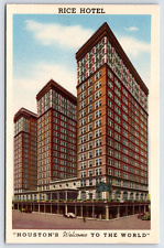 Original Old Vintage Antique Postcard Rice Hotel Building Houston, Texas picture