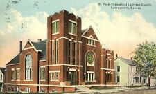 St Pauls Evangelical Lutheran Church Leavenworth Kansas 1917 Postcard picture