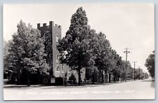 Holstein Iowa~St Paul Lutheran Church & View Down Main Street~1940s RPPC picture