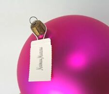 VTG MCM Czech Jumbo Glass Ball Ornament Lot Of 2 Neiman Marcus Pink Satin 5in. picture