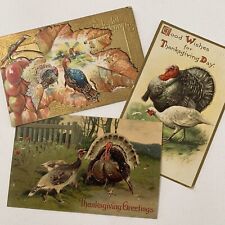 Antique Embossed Thanksgiving Turkey Postcard Lot Germany 51496 14 8409 8412 picture
