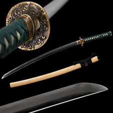 Hand Polished Japanese Samurai Katana Sword Clay Tempered L6 Steel Razor Sharp picture