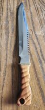 Custom GERBER BMF Fixed Blade Knife Wooden Spiral Handle Polished Blade Vintage picture